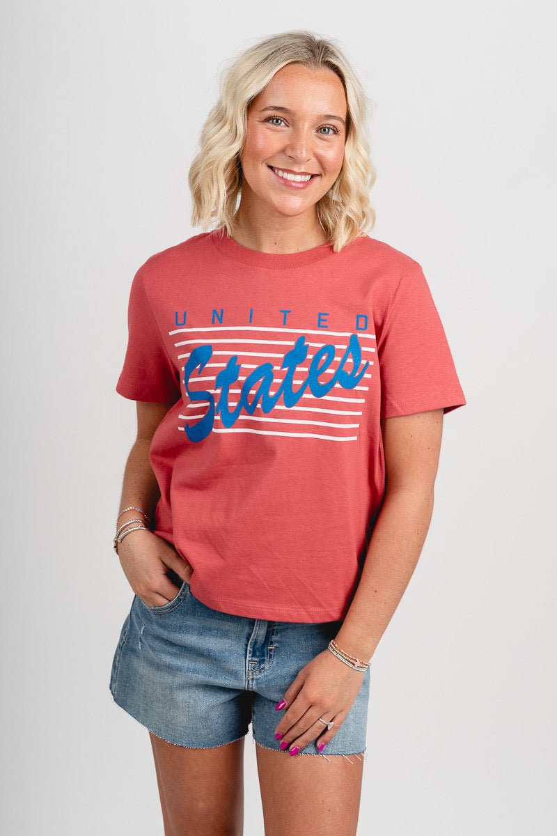 USA bars crop t-shirt red - Cute T-shirt - Fun American Summer Outfits at Lush Fashion Lounge Boutique in Oklahoma City
