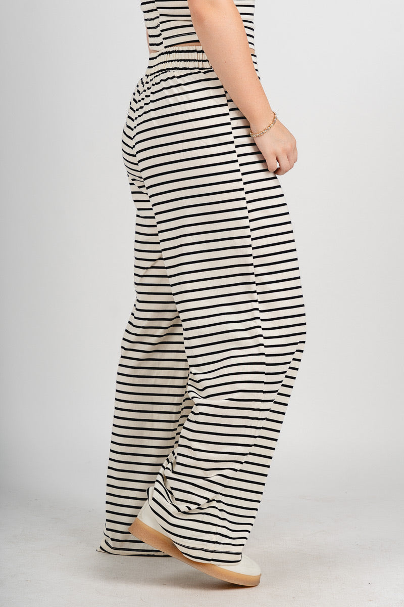 Striped wide leg pants ivory/black