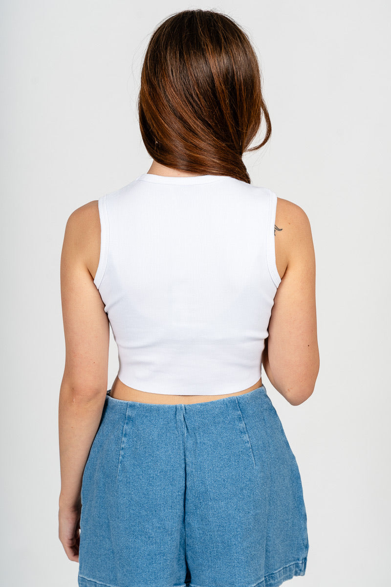 OU Sooners cut off tank top white