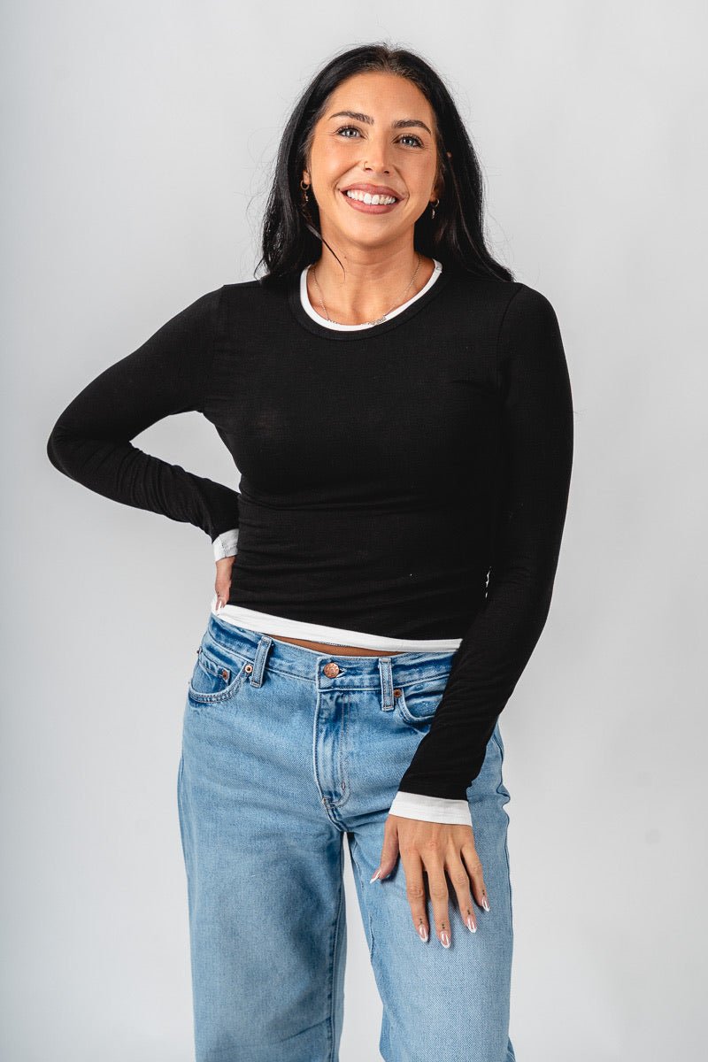 Double layer long sleeve tee black