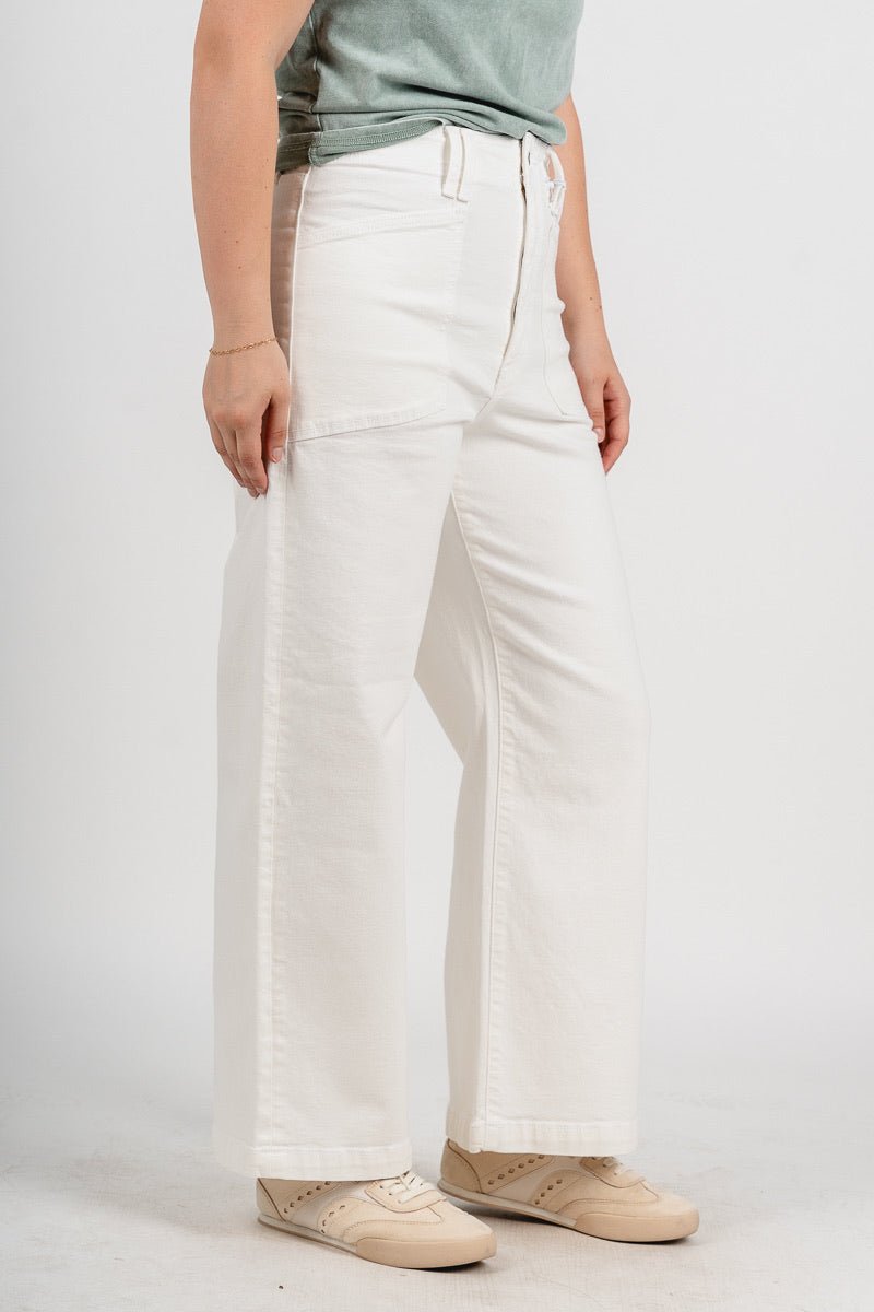 Daze valley girl high rise wide ankle jeans lamb | Lush Fashion Lounge: boutique women's jeans, fashion jeans for women, affordable fashion jeans, cute boutique jeans