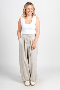 Striped balloon pants ecru/light blue | Lush Fashion Lounge: women's boutique pants, boutique women's pants, affordable boutique pants, women's fashion pants