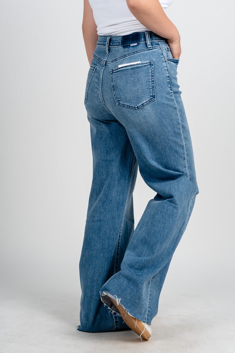 Daze far out high rise wide leg jeans right on | Lush Fashion Lounge: boutique women's jeans, fashion jeans for women, affordable fashion jeans, cute boutique jeans