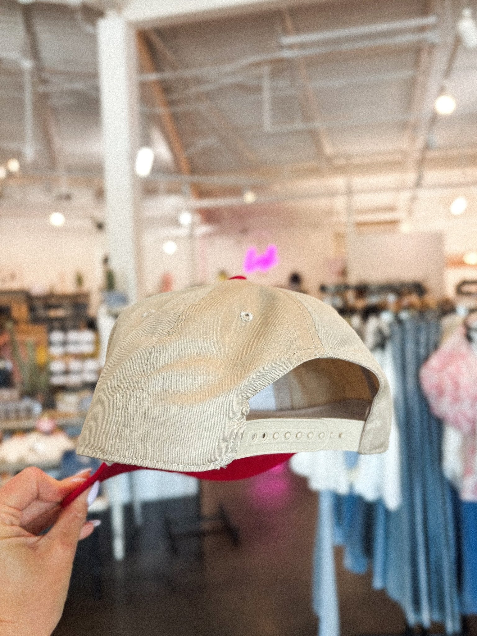 Natty Champs two tone hat khaki/red - Trendy Gifts at Lush Fashion Lounge Boutique in Oklahoma City