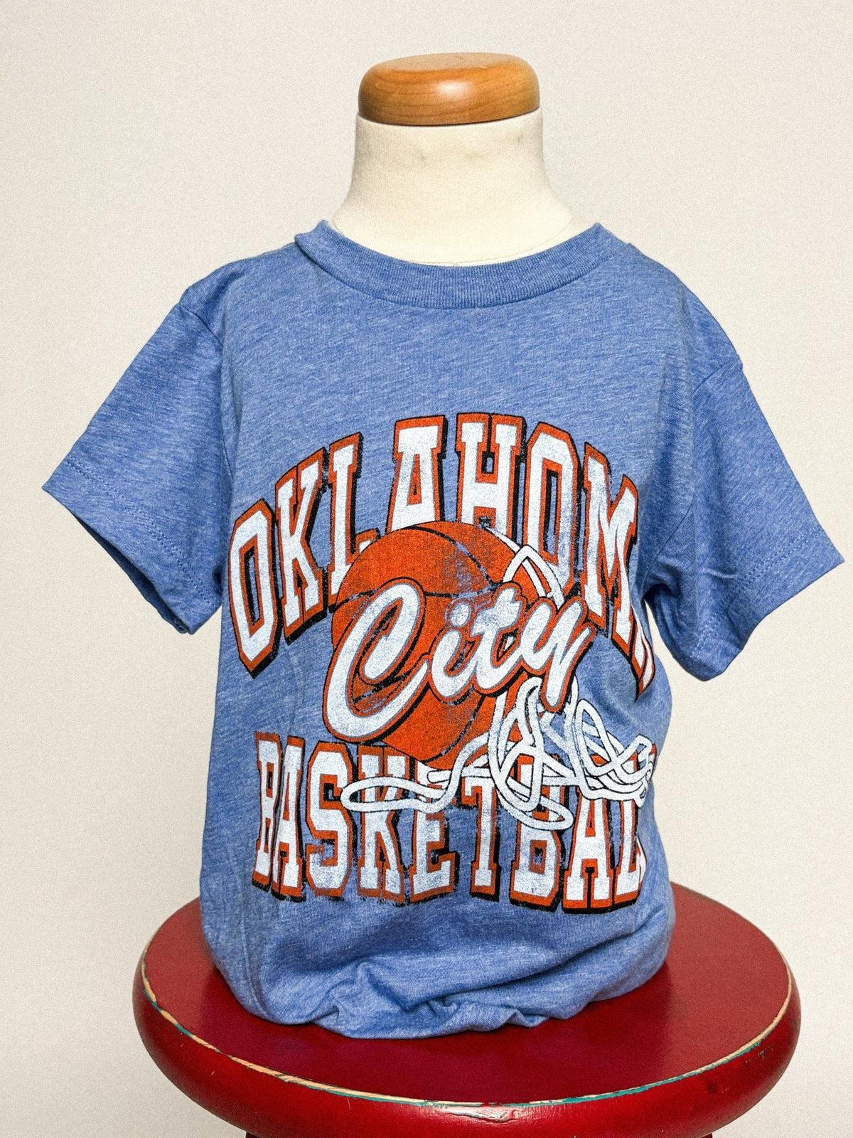 KIDS OKC basketball swish ball athletic blue - Stylish T-shirt - Cute Mommy and Me Apparel at Lush Fashion Lounge Boutique in Oklahoma