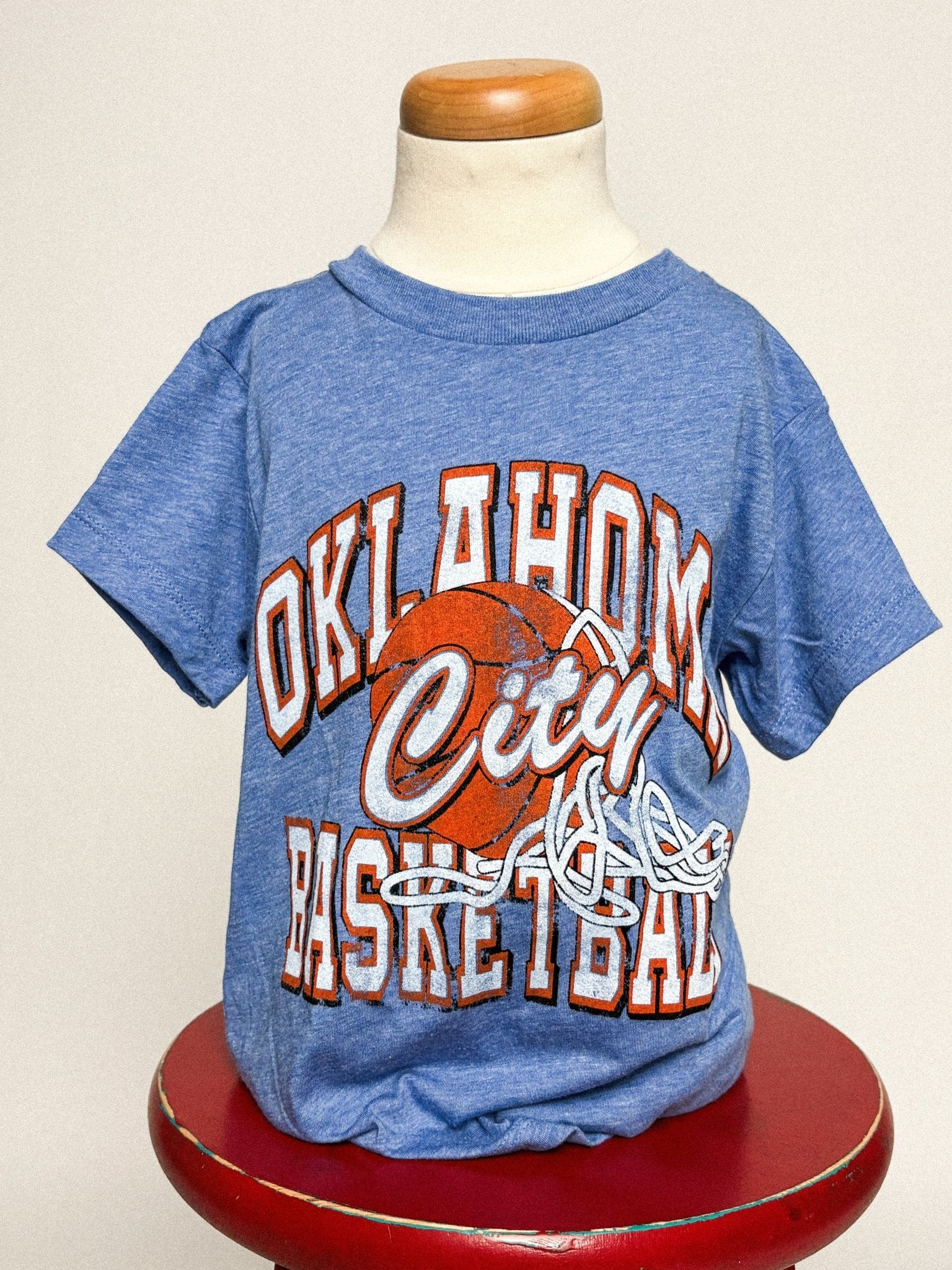 KIDS OKC basketball swish ball athletic blue - Stylish T-shirt - Cute Mommy and Me Apparel at Lush Fashion Lounge Boutique in Oklahoma