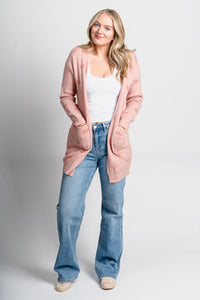 Heart print cardigan pink - Trendy Valentine's T-Shirts at Lush Fashion Lounge Boutique in Oklahoma City