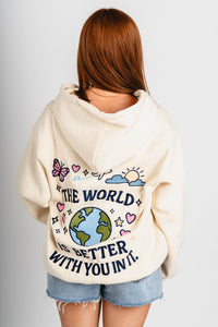 Happy Camper zip up hoodie cream - Adorable hoodie - Stylish Comfortable Outfits at Lush Fashion Lounge Boutique in OKC