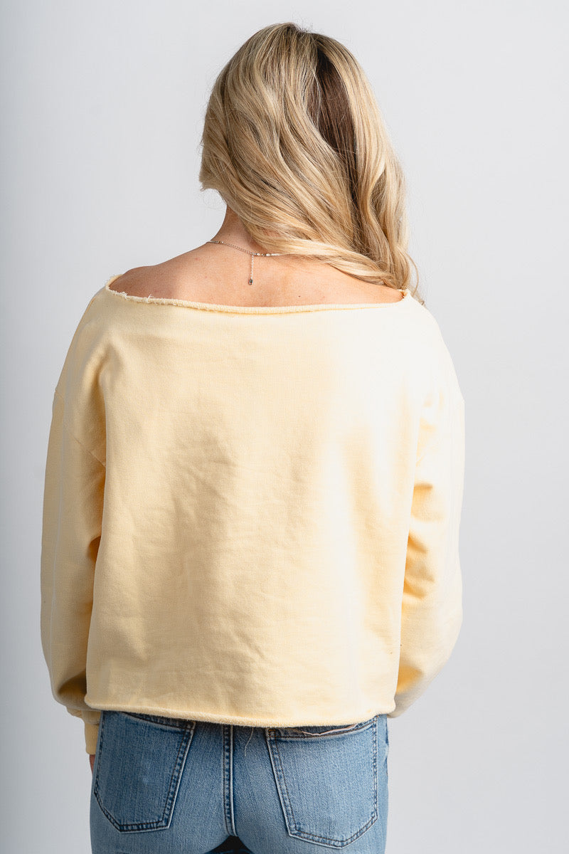 Off shoulder sweatshirt butter yellow