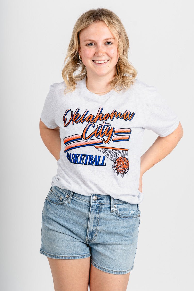 Oklahoma City basketball script swish unisex t-shirt - Trendy Oklahoma City Basketball T-Shirts Lush Fashion Lounge Boutique in Oklahoma City