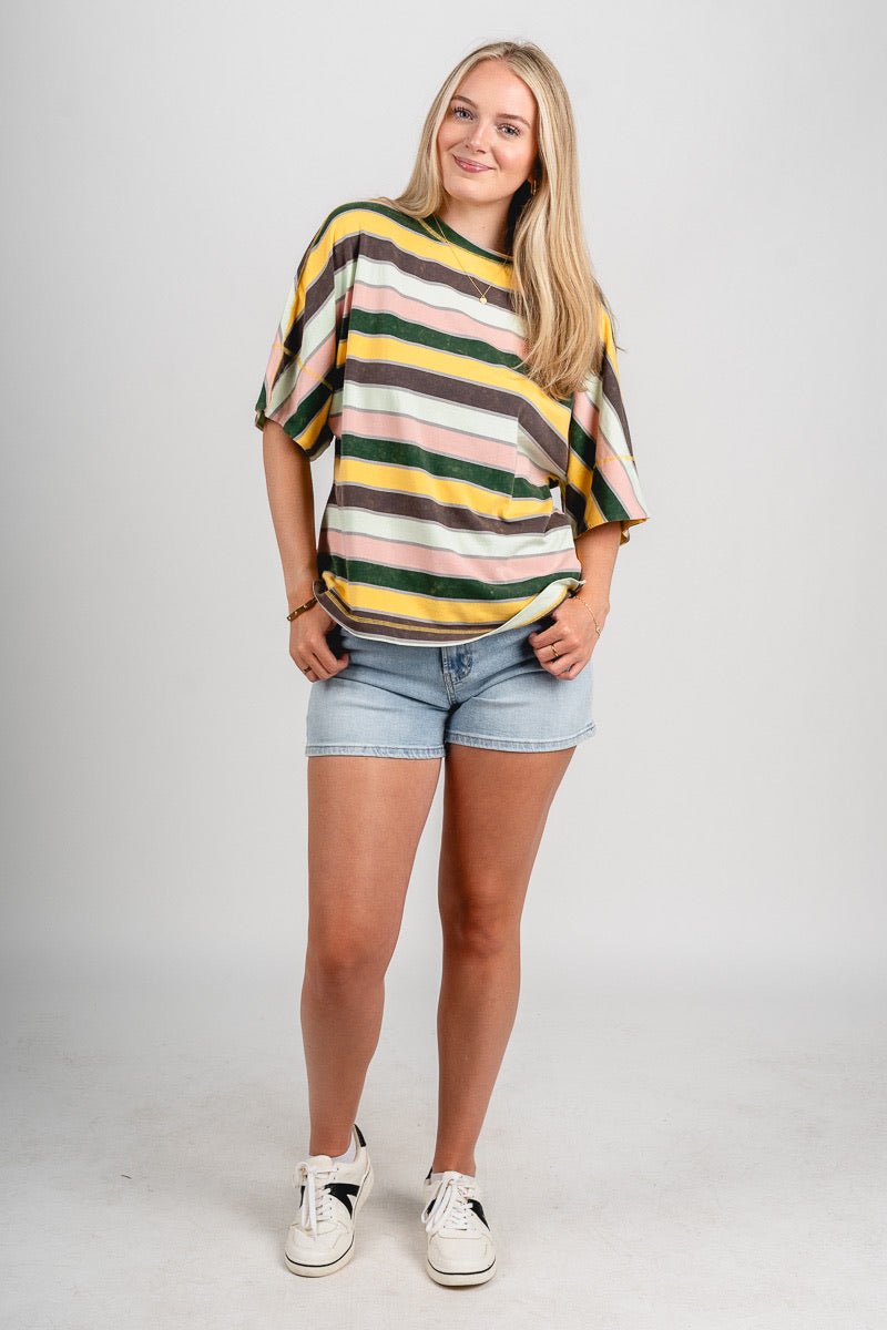 Oversized striped t-shirt yellow multi