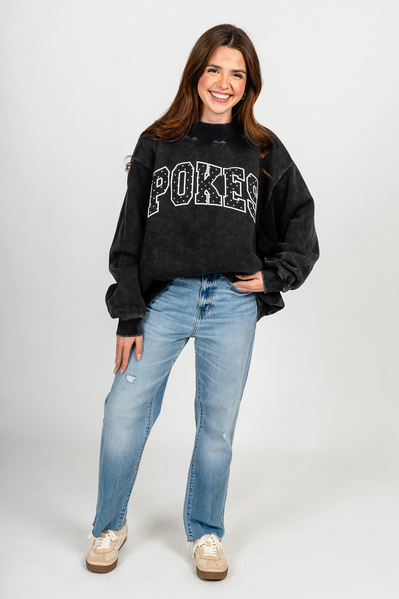OSU Pokes polka dot puff mock neck sweatshirt black