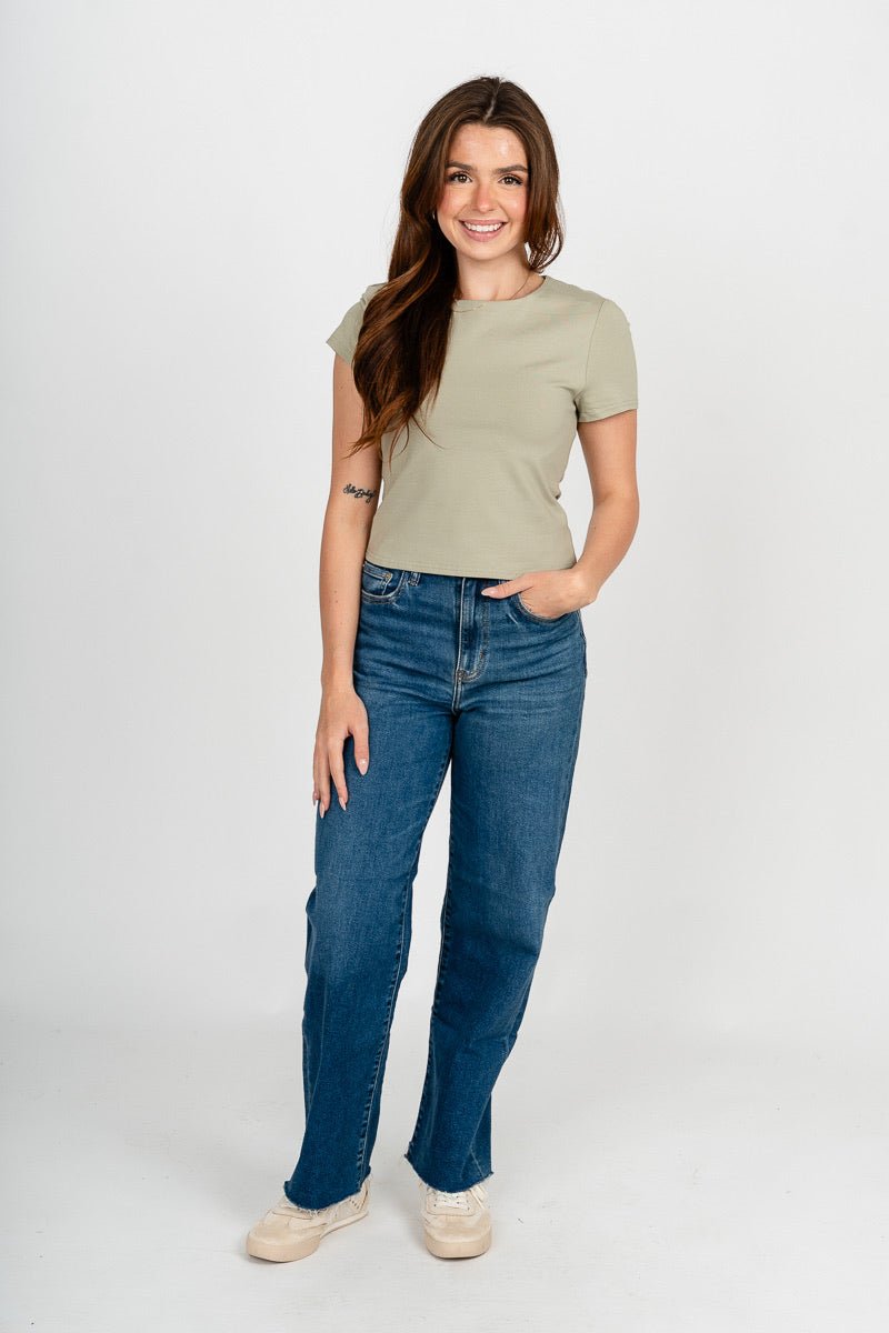 Double lined baby tee matcha