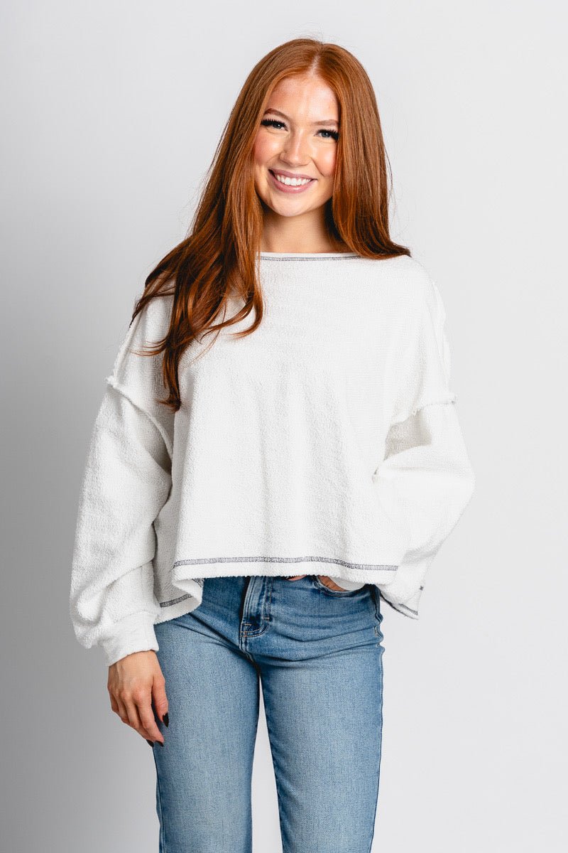 Terry open back top ash grey