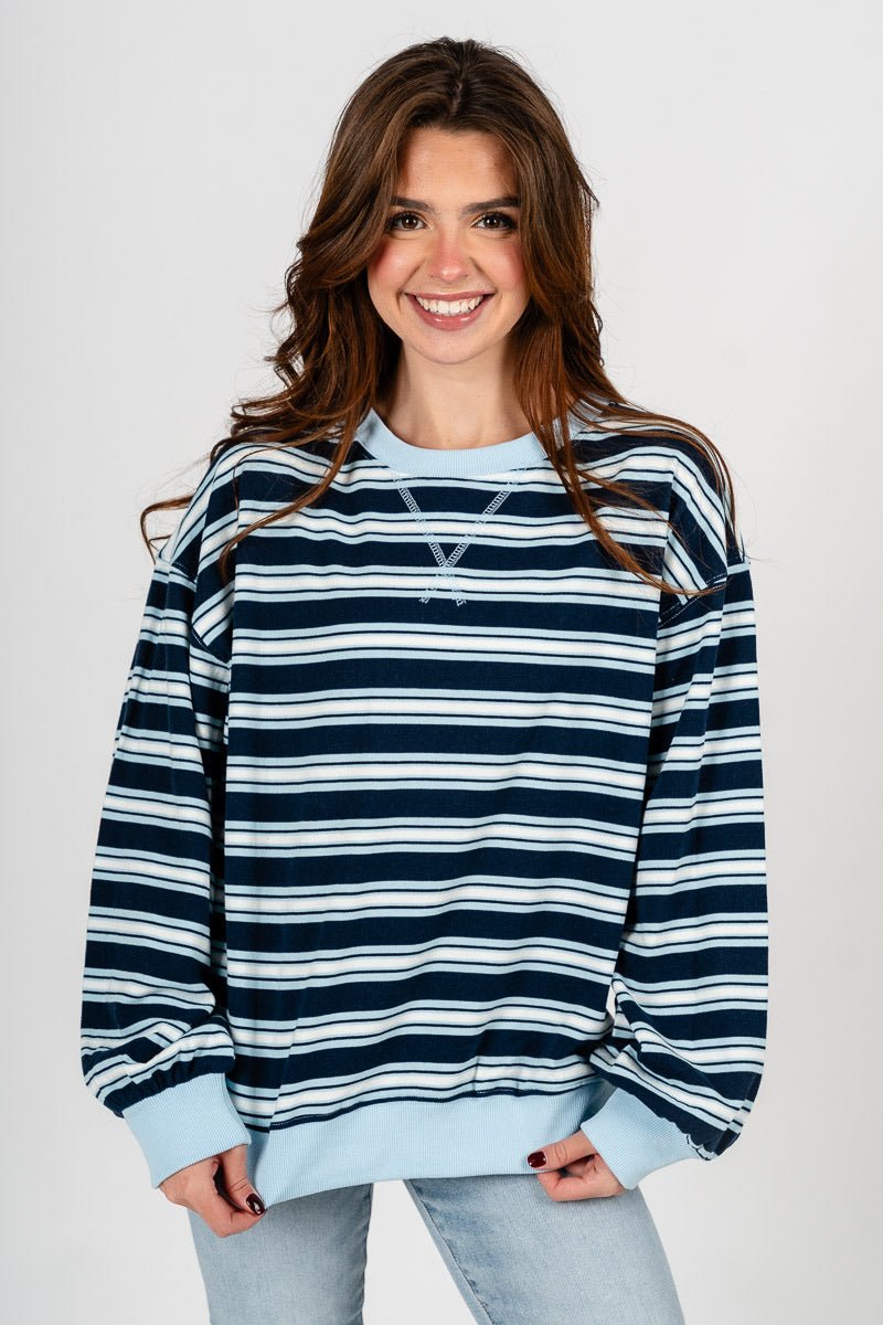 Striped oversized sweatshirt navy/light blue