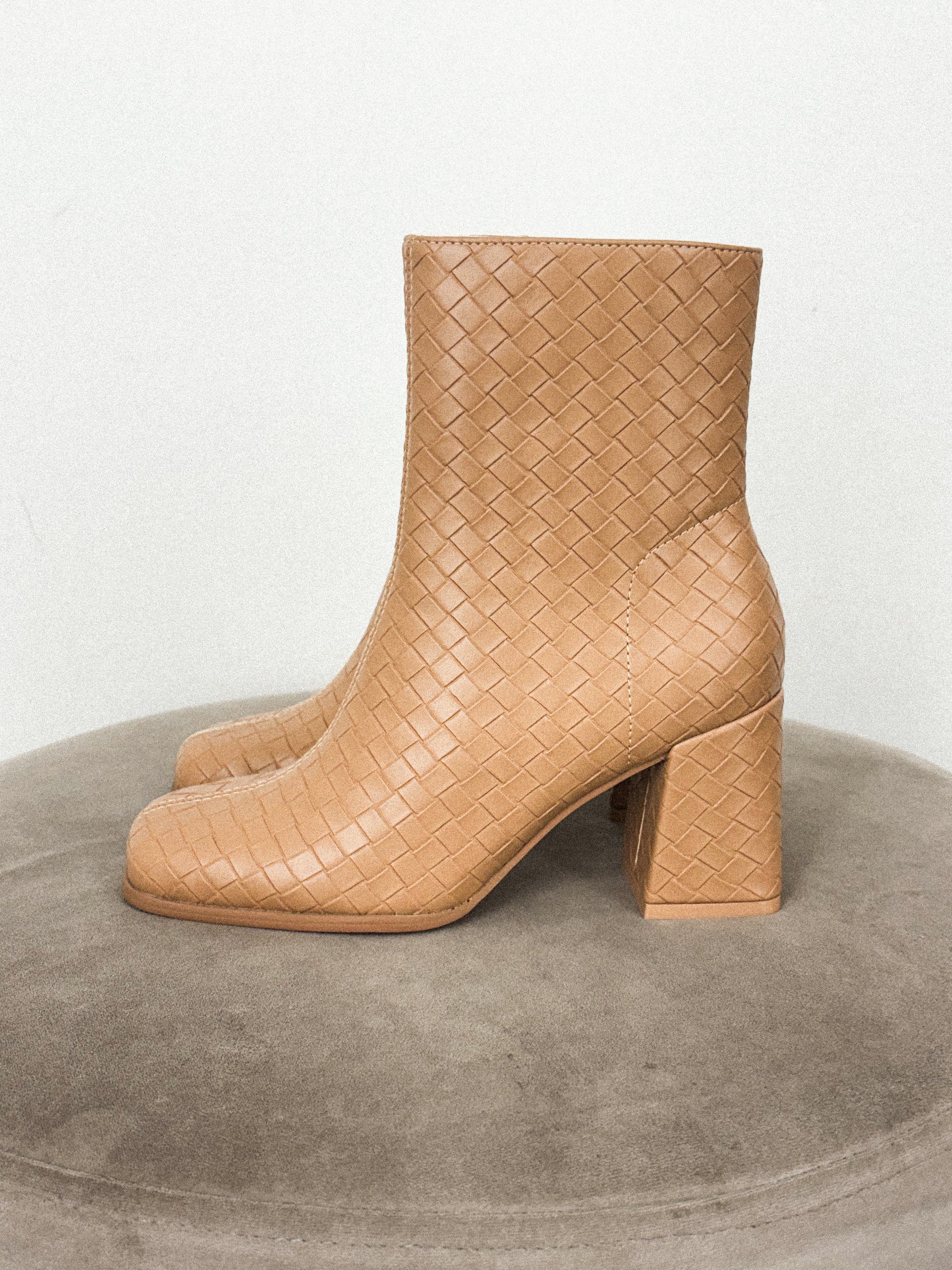 Demi block heel ankle boot camel