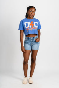 OKC basketball bolt lines crop t-shirt royal - Oklahoma City inspired graphic t-shirts at Lush Fashion Lounge Boutique in Oklahoma City