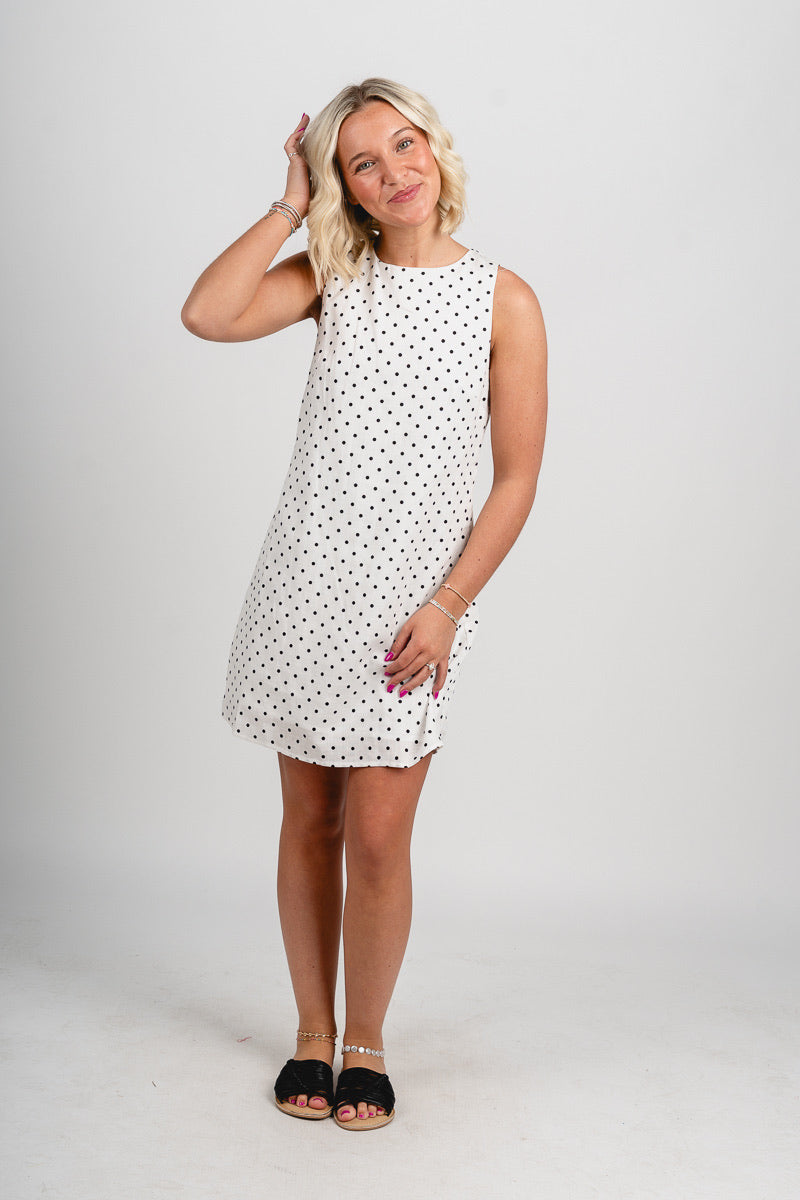 Polka dot mini dress white/black