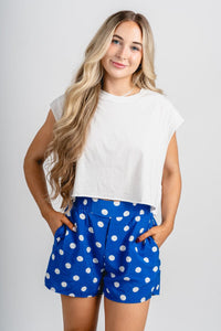 Polka dot shorts royal/white - Trendy OKC Thunder T-Shirts at Lush Fashion Lounge Boutique in Oklahoma City