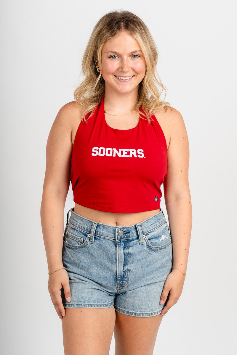 OU OU Sooners tailgate halter top cardinal halter top | Lush Fashion Lounge Trendy Oklahoma University Sooners Apparel & Cute Gameday T-Shirts