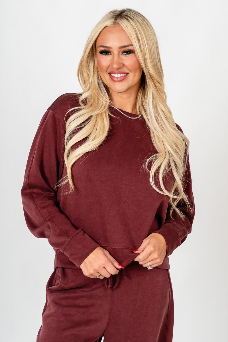 Techno thumbhole long sleeve top maroon
