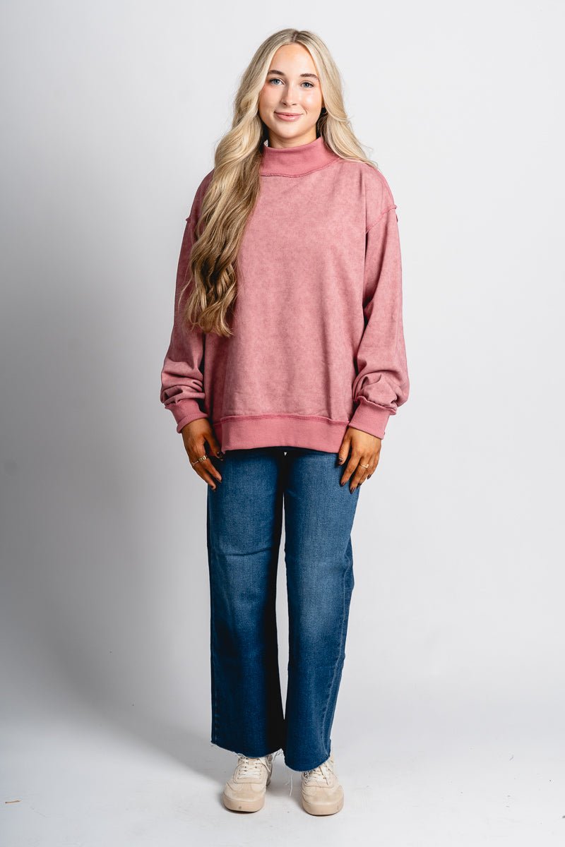 Mock neck sweatshirt mauve