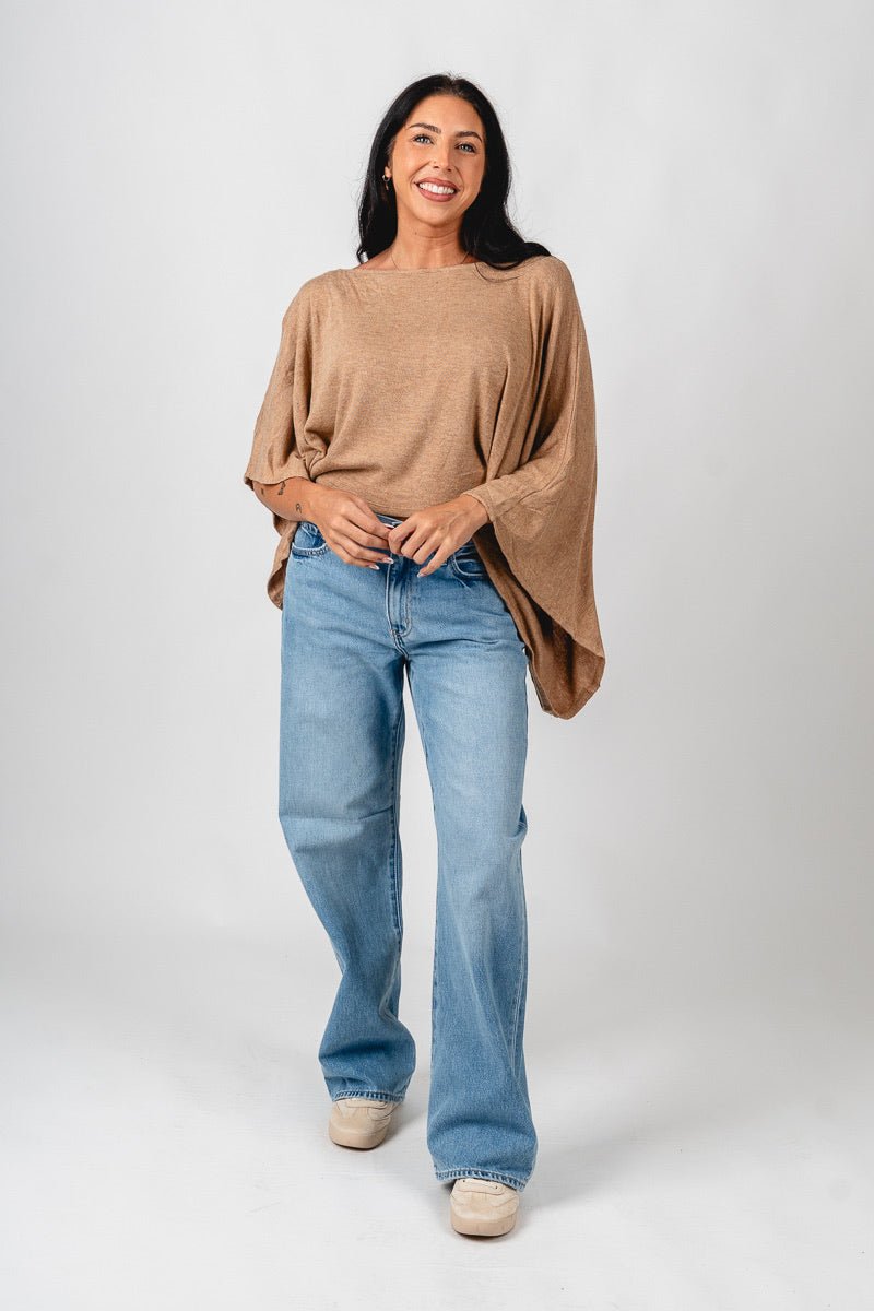 Asymmetrical lightweight sweater camel – Unique Sweaters | Lounging Sweaters and Womens Fashion Sweaters at Lush Fashion Lounge Boutique in Oklahoma City