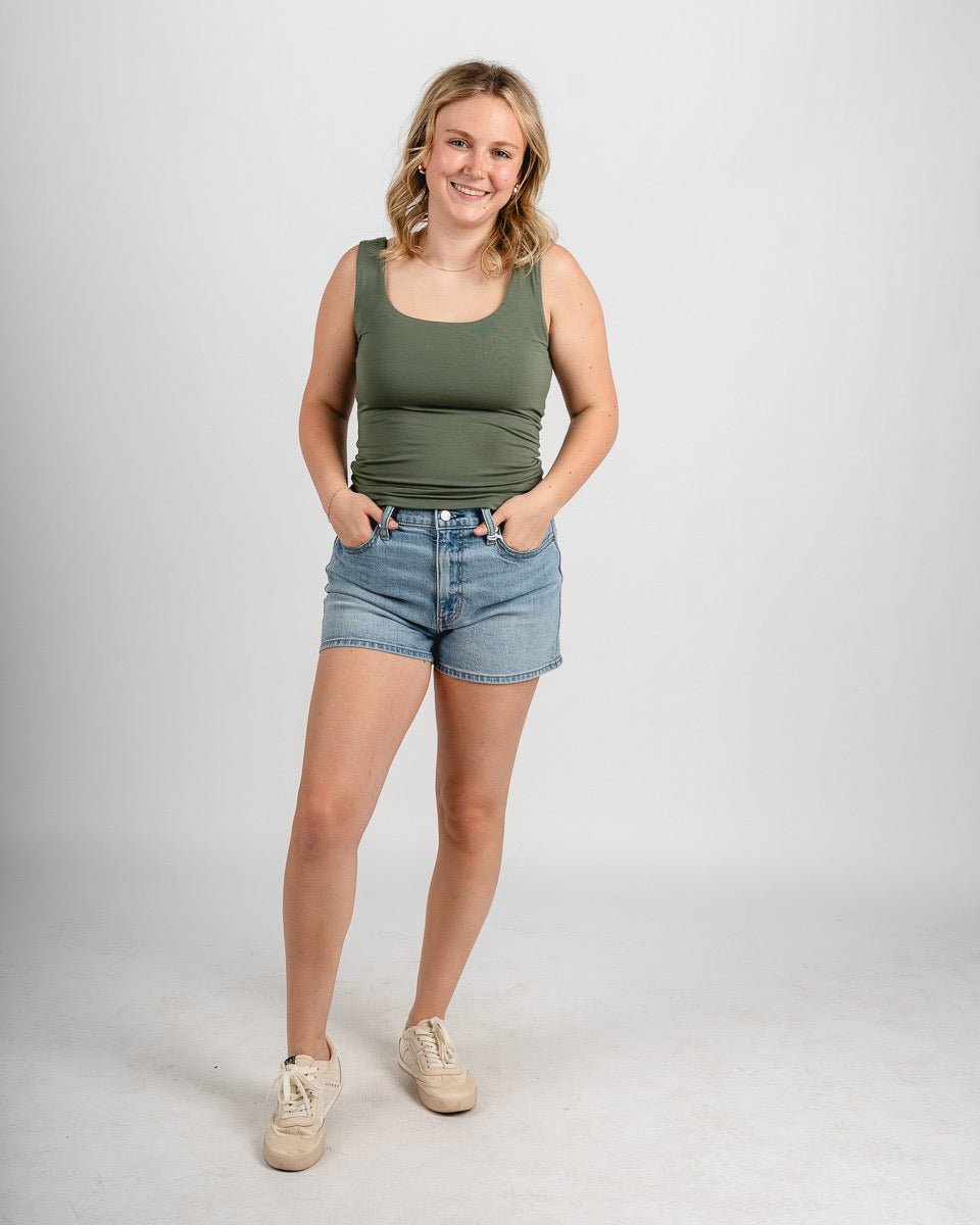 Square neck tank top olive - Affordable tank top - Boutique Tank Tops at Lush Fashion Lounge Boutique in Oklahoma City