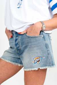Oklahoma City Thunder denim shorts medium wash - Cute Shorts - Trendy Shorts at Lush Fashion Lounge Boutique in Oklahoma City