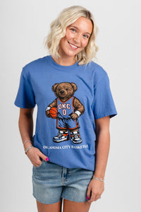 OKC basketball teddy bear unisex t-shirt royal - Trendy Oklahoma City Basketball T-Shirts Lush Fashion Lounge Boutique in Oklahoma City