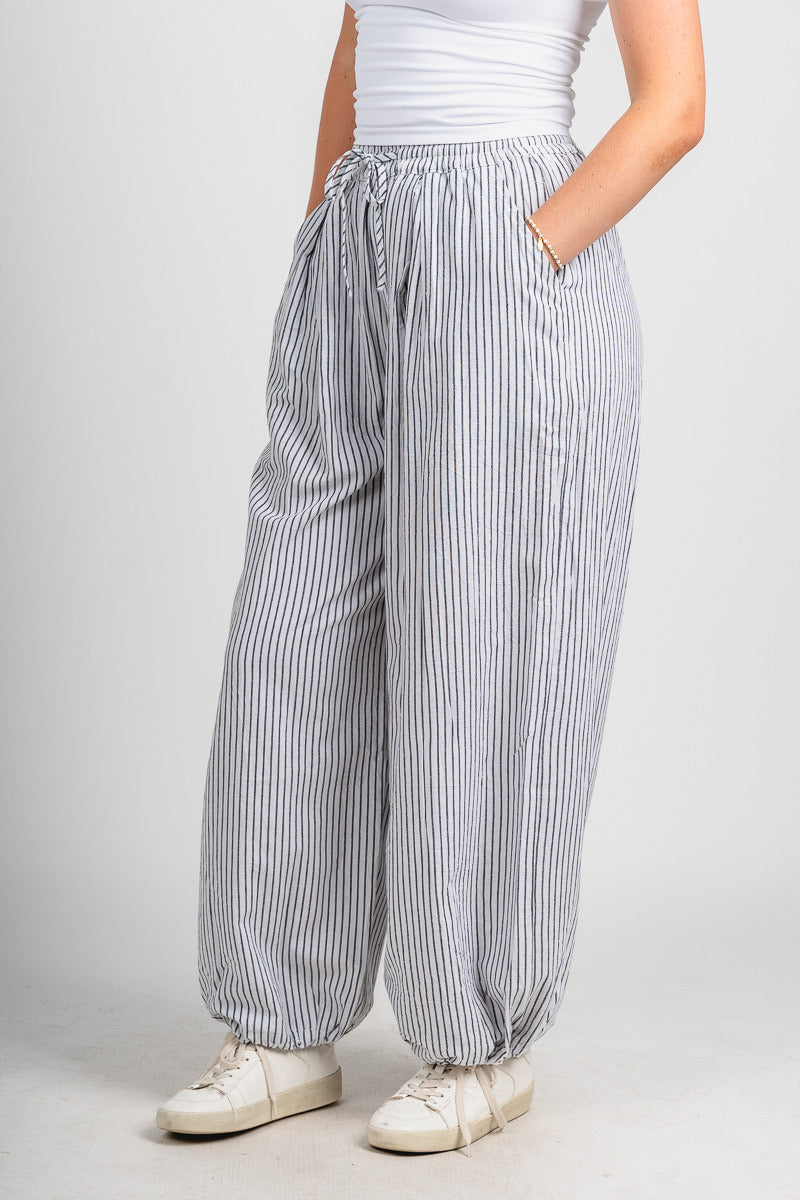 Striped balloon pants white/black