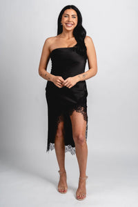 Strapless lace trim midi dress back - Cute dress - Trendy Dresses at Lush Fashion Lounge Boutique in Oklahoma City