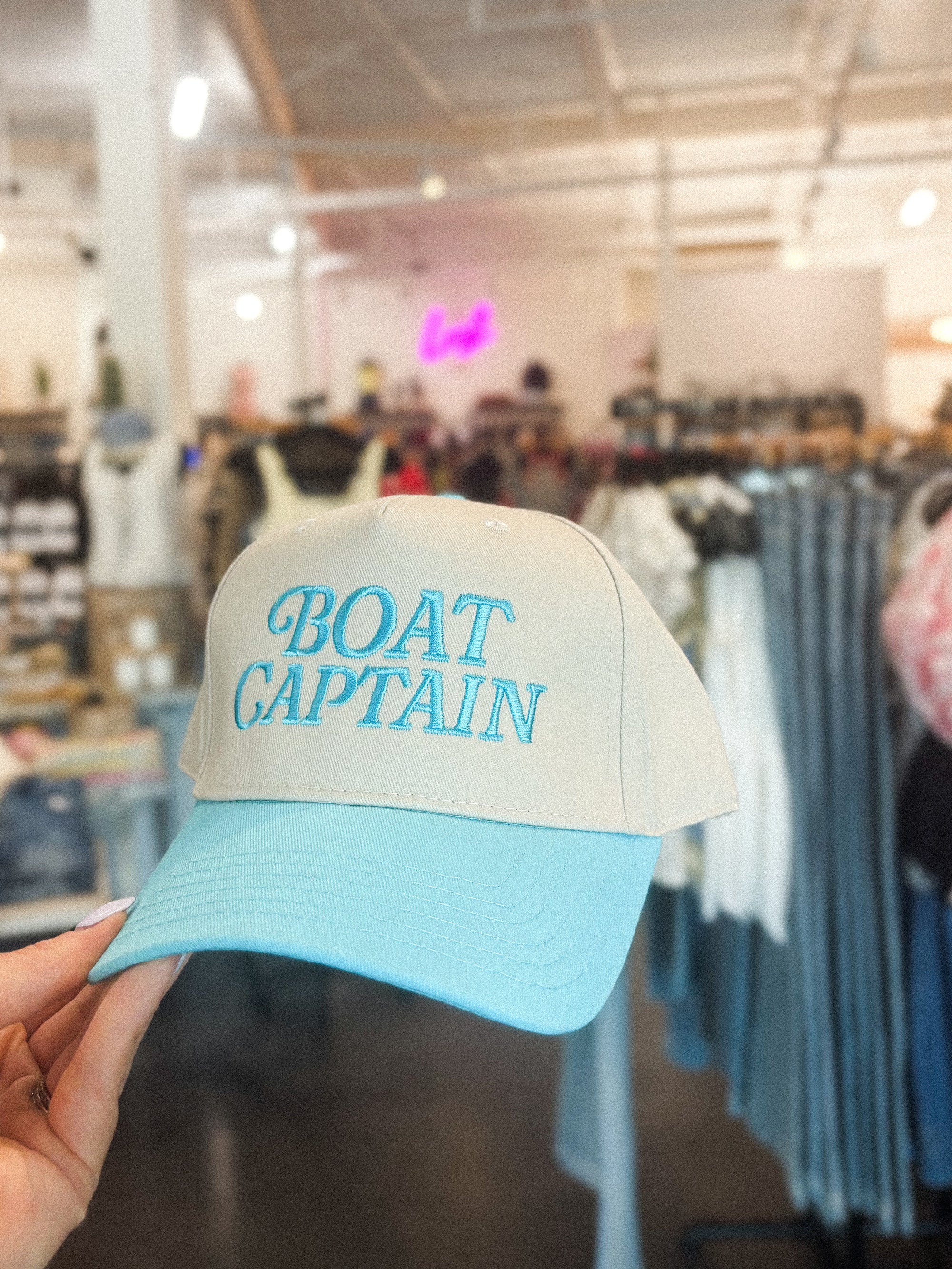 Boat captain hat natural/aqua
