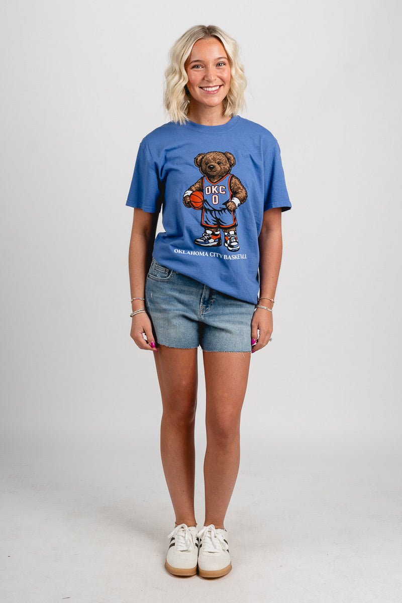 OKC basketball teddy bear unisex t-shirt royal - Trendy OKC Thunder T-Shirts at Lush Fashion Lounge Boutique in Oklahoma City