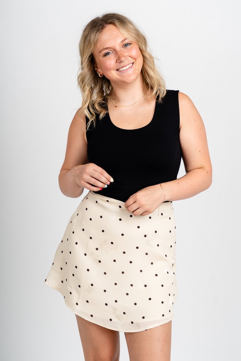 Polka dot mini skirt Cream/brown Cream/brown / Large