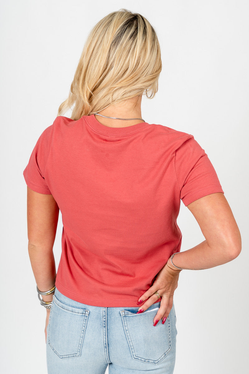 OU OU Sooners teddy bear crop t-shirt crimson T-shirt | Lush Fashion Lounge Trendy Oklahoma University Sooners Apparel & Cute Gameday T-Shirts