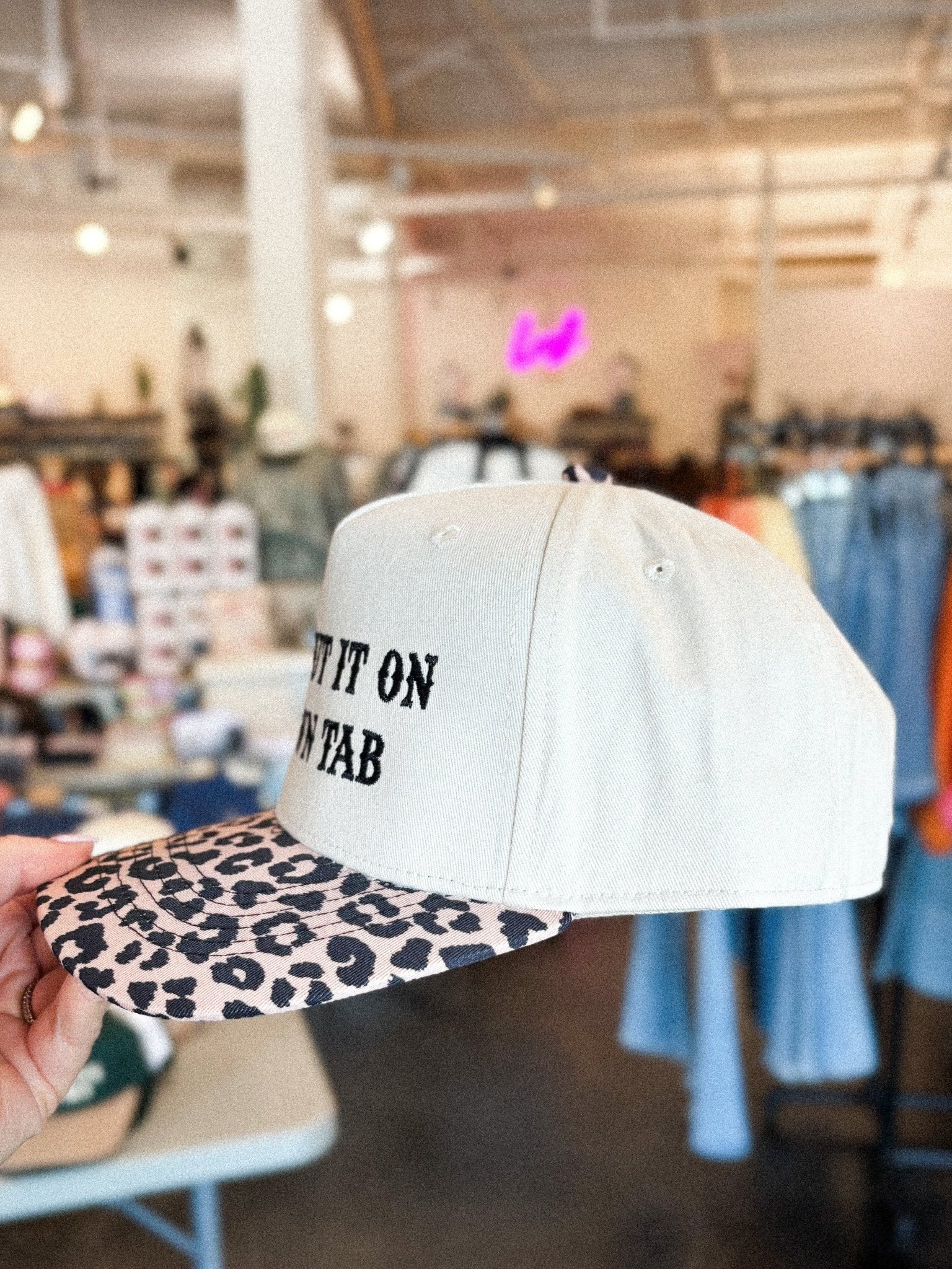 I can put it on my own tab hat natural/leopard - Trendy Gifts at Lush Fashion Lounge Boutique in Oklahoma City