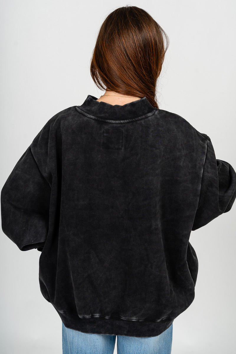OSU Pokes polka dot puff mock neck sweatshirt black