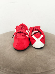 Target lace up sneaker red/white - Affordable sneakers - Boutique Shoes at Lush Fashion Lounge Boutique in Oklahoma City