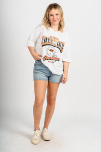OSU OSU Cowboys football v-neck t-shirt white T-shirt | Lush Fashion Lounge Trendy Oklahoma State Cowboys Apparel & Cute Gameday T-Shirts