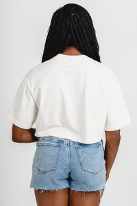 OU OU Sooners campus classic crop t-shirt off white T-shirt | Lush Fashion Lounge Trendy Oklahoma University Sooners Apparel & Cute Gameday T-Shirts