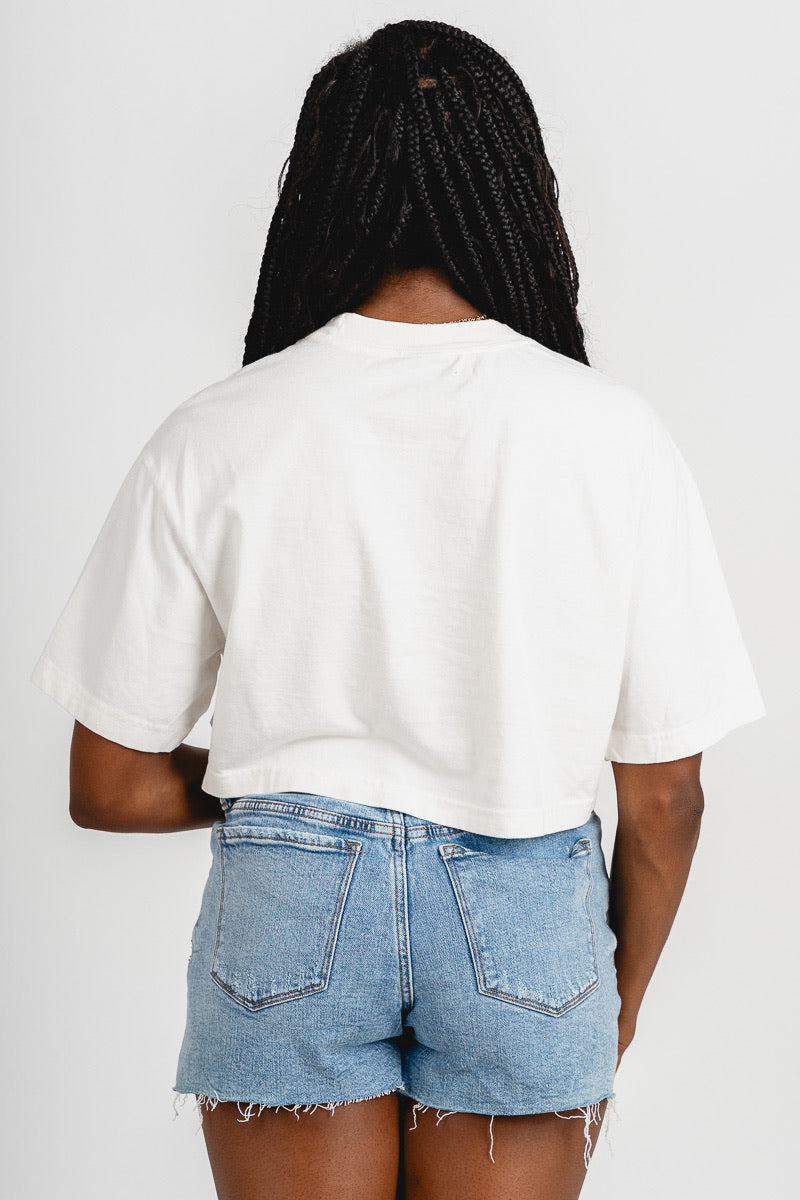 OU OU Sooners campus classic crop t-shirt off white T-shirt | Lush Fashion Lounge Trendy Oklahoma University Sooners Apparel & Cute Gameday T-Shirts