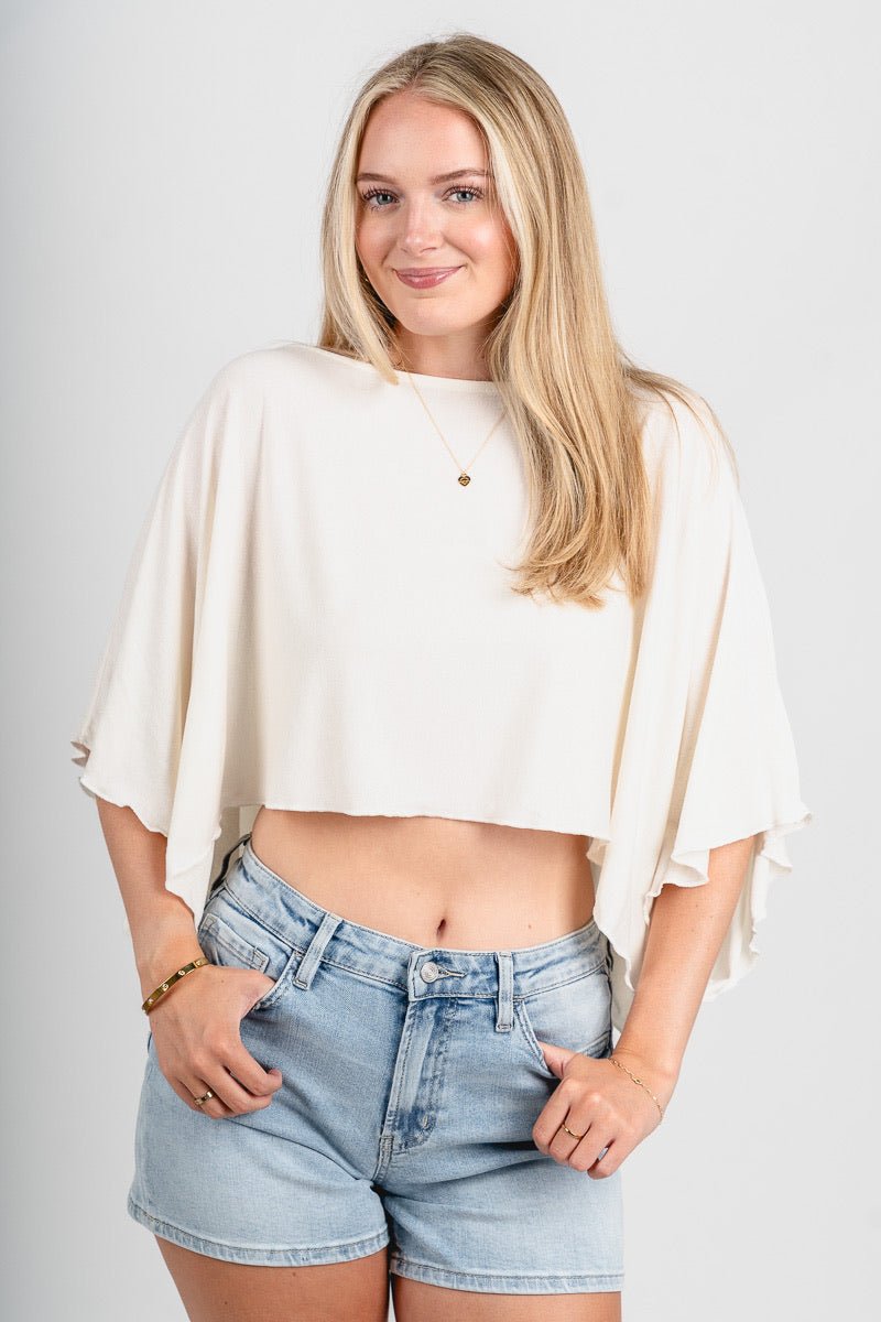 Off shoulder boxy top ivory