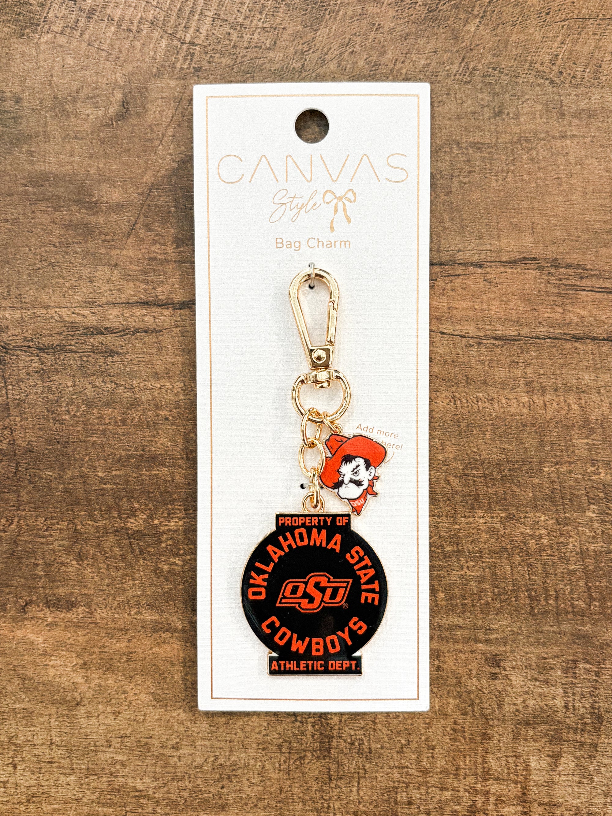 OSU Cowboys athletic bag charm keychain