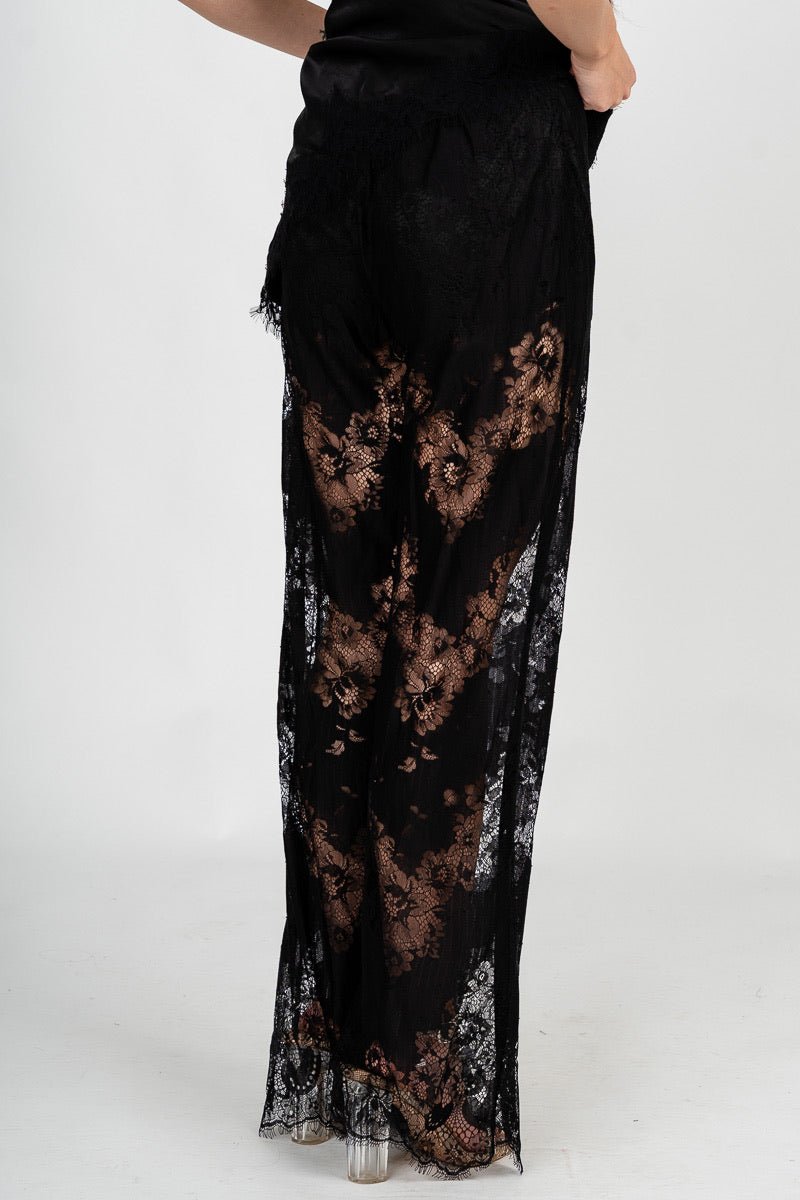 Lace wide leg pants black | Lush Fashion Lounge: women's boutique pants, boutique women's pants, affordable boutique pants, women's fashion pants