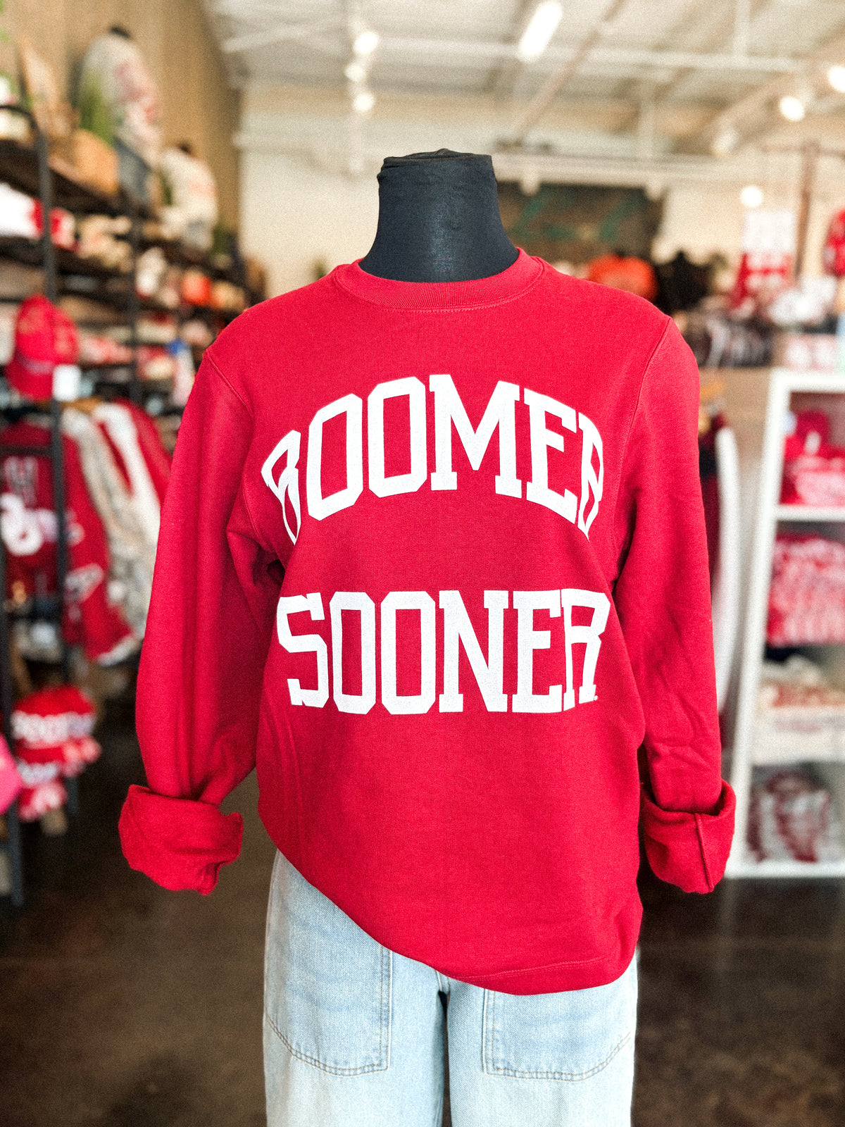 OU OU Boomer Sooner simple champ fleece sweatshirt crimson Sweatshirt | Lush Fashion Lounge Trendy Oklahoma University Sooners Apparel & Cute Gameday T-Shirts