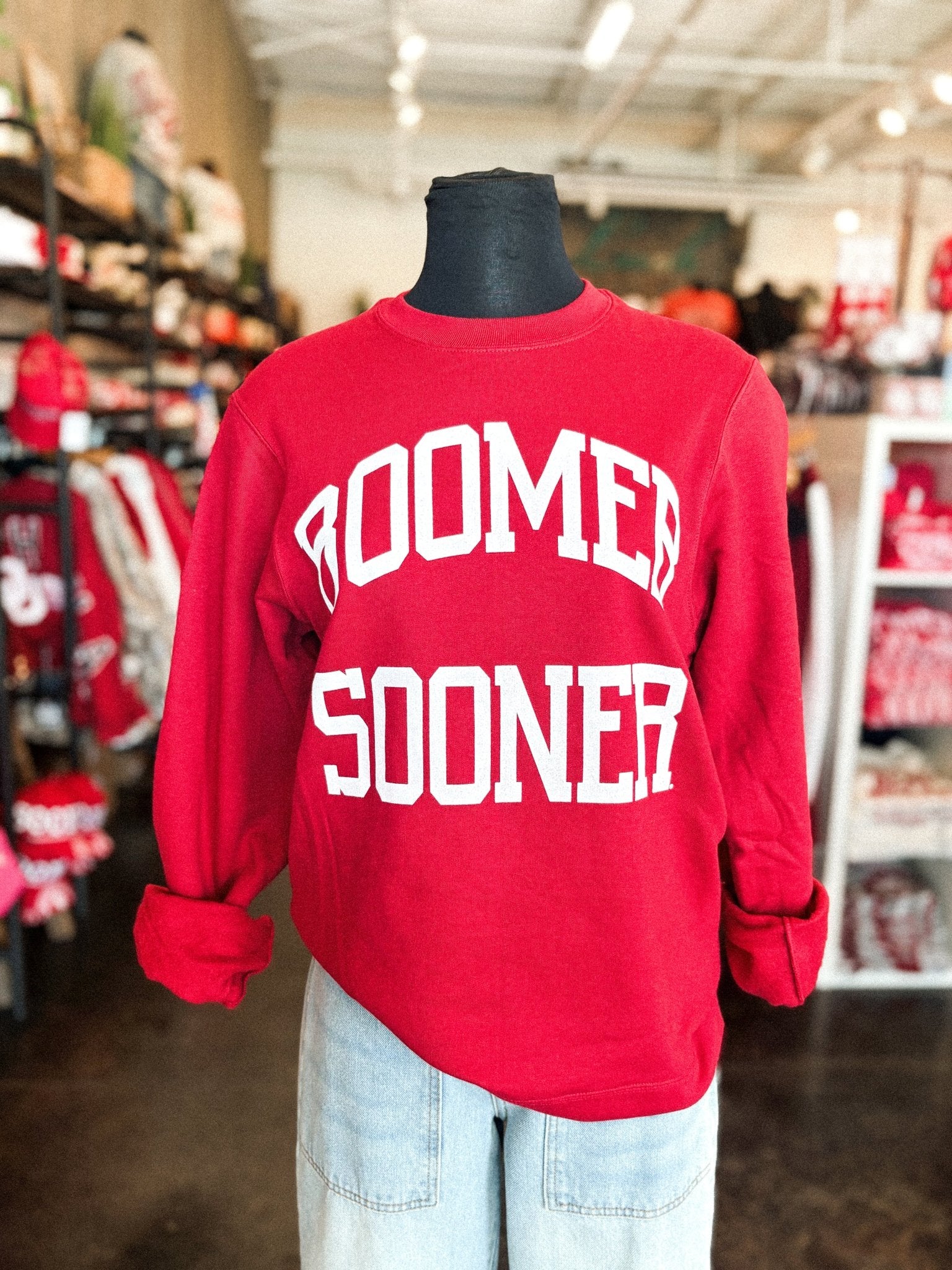 OU OU Boomer Sooner simple champ fleece sweatshirt crimson Sweatshirt | Lush Fashion Lounge Trendy Oklahoma University Sooners Apparel & Cute Gameday T-Shirts