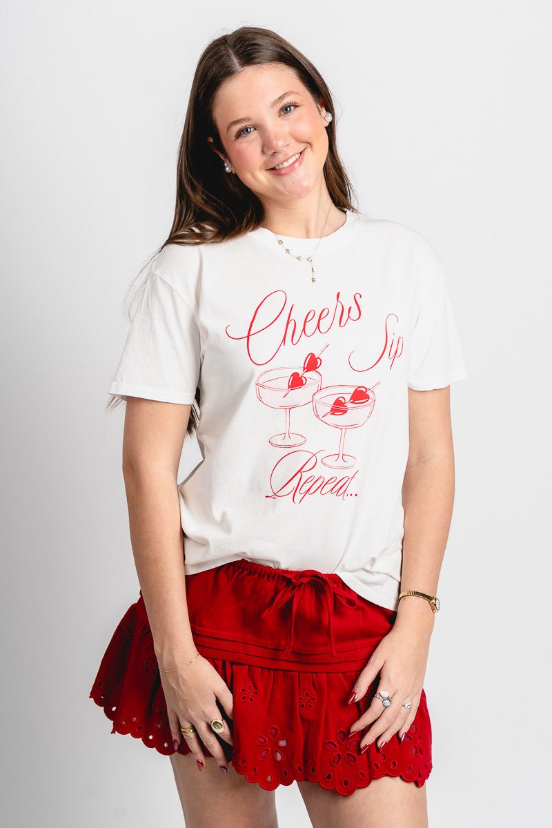 Eyelet flare mini skirt red - Trendy Valentine's T-Shirts at Lush Fashion Lounge Boutique in Oklahoma City