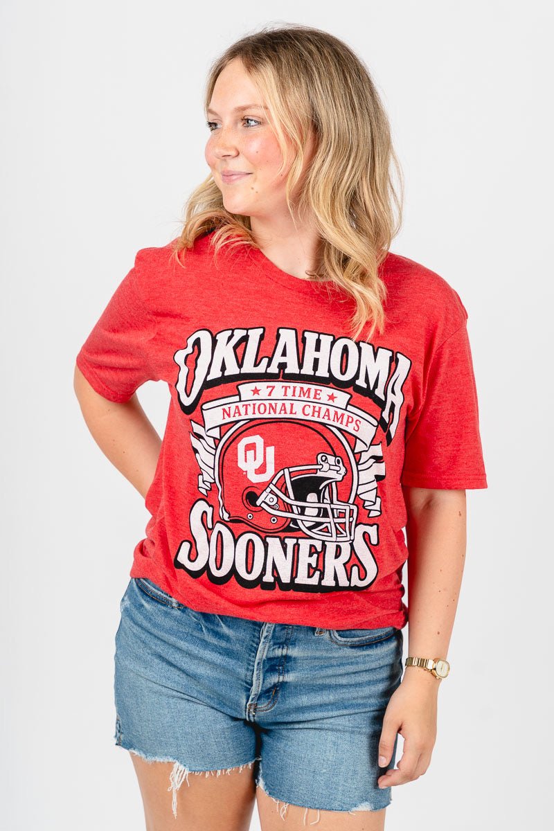 OU OU Sooners 7 time champion unisex t-shirt red T-shirt | Lush Fashion Lounge Trendy Oklahoma University Sooners Apparel & Cute Gameday T-Shirts