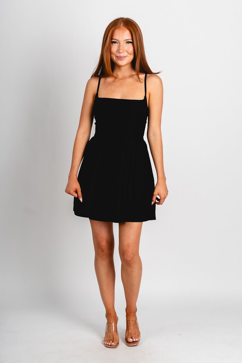 Fit and flare mini dress black - Trendy dress - Fashion Dresses at Lush Fashion Lounge Boutique in Oklahoma City
